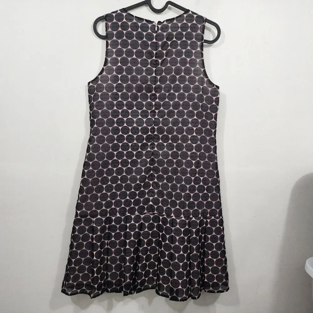 Club Monaco Retro Drop Waist Pink Dots Party Dress Pink Black Sleeveless Size 2